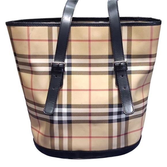 Vintage Burberry London Nova Check Bucket Bag Classic Plaid - Picture 10 of 12